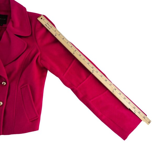 The Limited Womens Medium Hot Pink Wool Blend Double-Breasted Peacoat With Gold - Picture 6 of 9